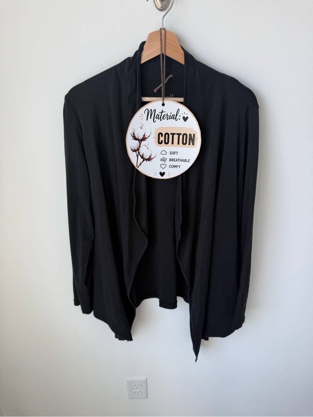 J.Jill Black 100% Pima Cotton Open-Front  Cascade Women's Cardigan | M